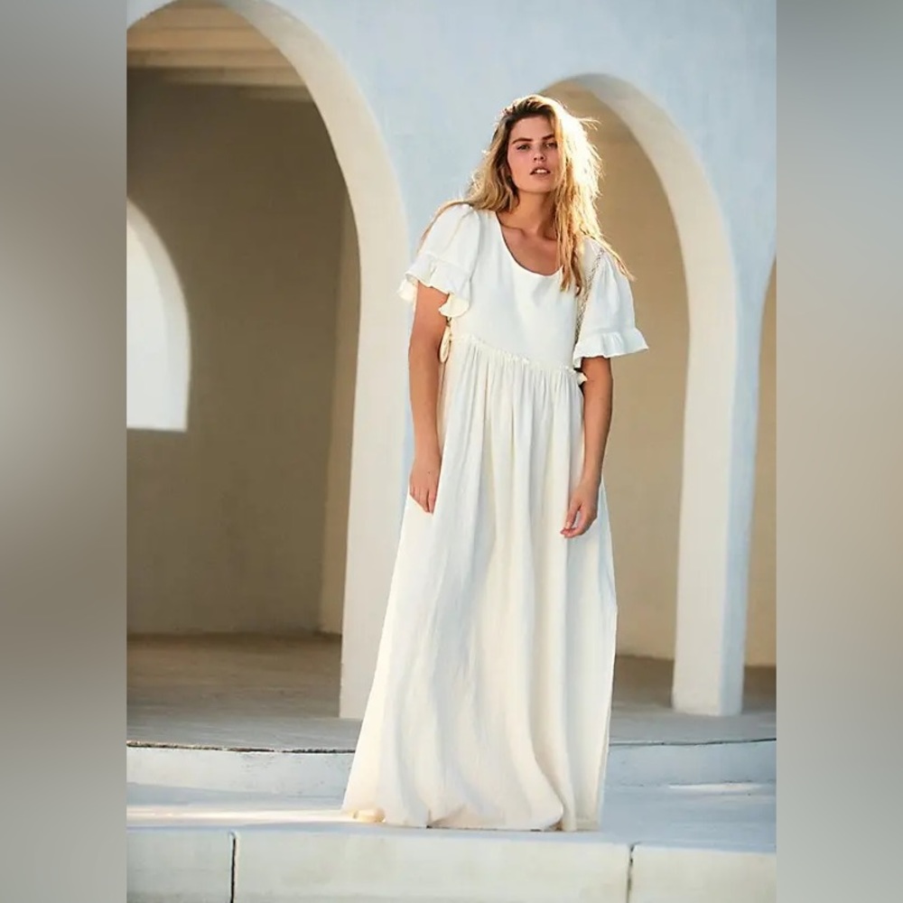 Free People La Vie Maxi Dress Ivory 100% cotton